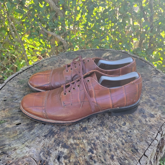 Vintage Stacy Adams Madison Cognac Cap-Toe Oxfords 9 M - Picture 4 of 9